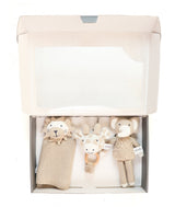 Pluchi Jungle Safari Play & Pamper Gift Bundle - (Set of 3 - Soft Toy, Cuddle Cloth & Ring Rattle)