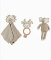 Pluchi Jungle Safari Play & Pamper Gift Bundle - (Set of 3 - Soft Toy, Cuddle Cloth & Ring Rattle)