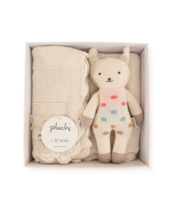 Pluchi Little Lamb Snuggle Pink Gift Set of 2 (Soft Toy and Blanket)