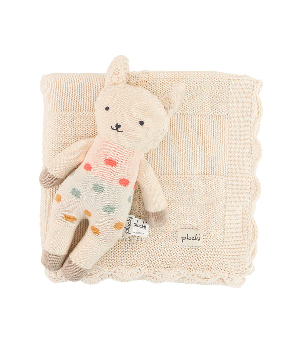 Pluchi Little Lamb Snuggle Pink Gift Set of 2 (Soft Toy and Blanket)