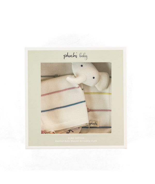 Pluchi Tiny Treasures Gift Bundle - (Set of 2 - Blanket and Cuddle Cloth ) - Multi