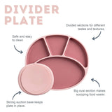 Bibado Silicone Suction Divider Plate – Blush | Baby Weaning Plate
