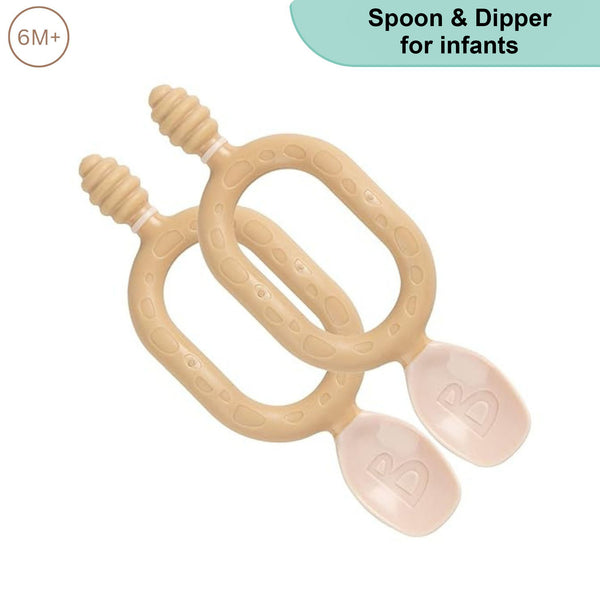 Bibado Dippit Multi stage Baby Weaning Spoon and Dipper Fawn - Pack of 2