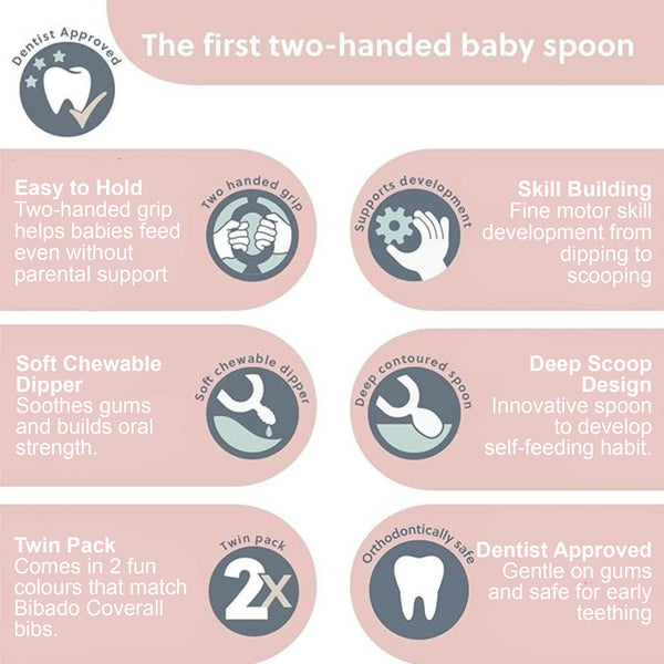 Bibado Dippit Multi stage Baby Weaning Spoon and Dipper Fawn - Pack of 2