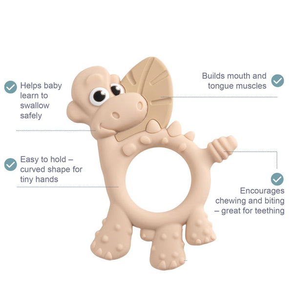 Bibado Dotty The Dinosaur Silicone Teether Fawn
