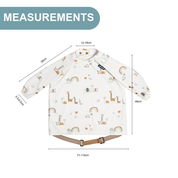 Bibado Long Sleeve Coverall Weaning Bib Serengeti Spaghetti White