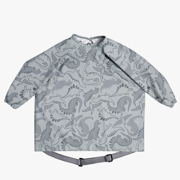 Bibado Long Sleeve Coverall Weaning Bib Dino Roar Grey