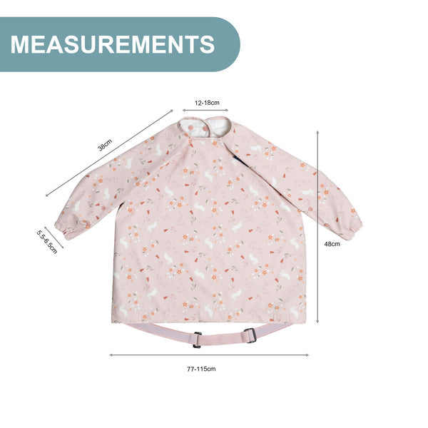 Bibado Long Sleeve Coverall Weaning Bib Botanical Bunnies Pink