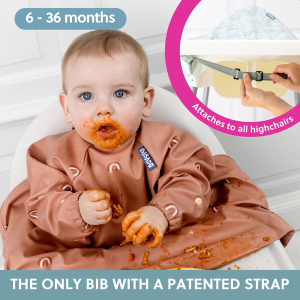 Bibado Long Sleeve Coverall Weaning Bib Chasing Rainbows Brown