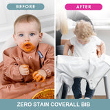 Bibado Long Sleeve Coverall Weaning Bib – Chasing Rainbows Brown | 6M–3Y