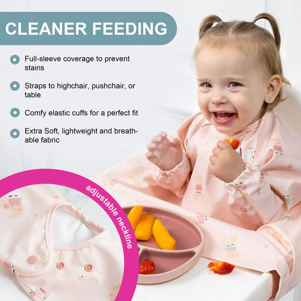 Bibado Long Sleeve Coverall Weaning Bib Peppa Pig Pink