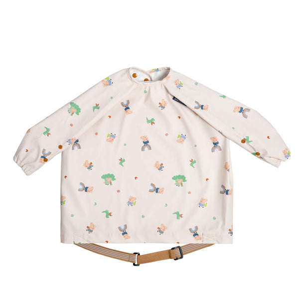 Bibado Long Sleeve Coverall Weaning Bib George Pig Beige