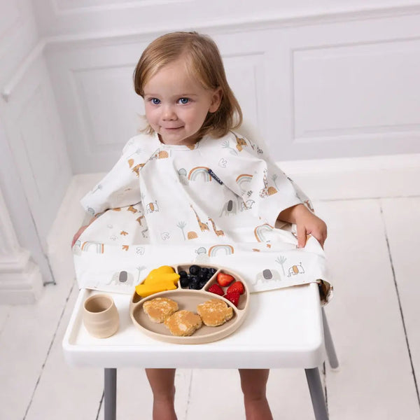 BiBaDo Short Sleeve Coverall Weaning Bib 6M-3Y Little Loader Grey