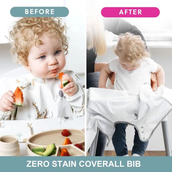 BiBaDo Short Sleeve Coverall Weaning Bib 6M-3Y Little Loader Grey