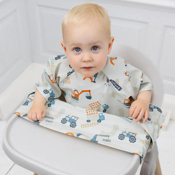 Bibado Short Sleeve Coverall Weaning Bib Little Loader 6–36 Months Grey