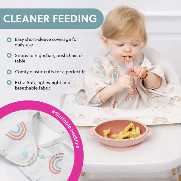 Bibado Short Sleeve Coverall Weaning Bib 6-36 Months Little Loader Grey