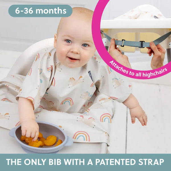 Bibado Short Sleeve Coverall Weaning Bib 6-36 Months Little Loader Grey