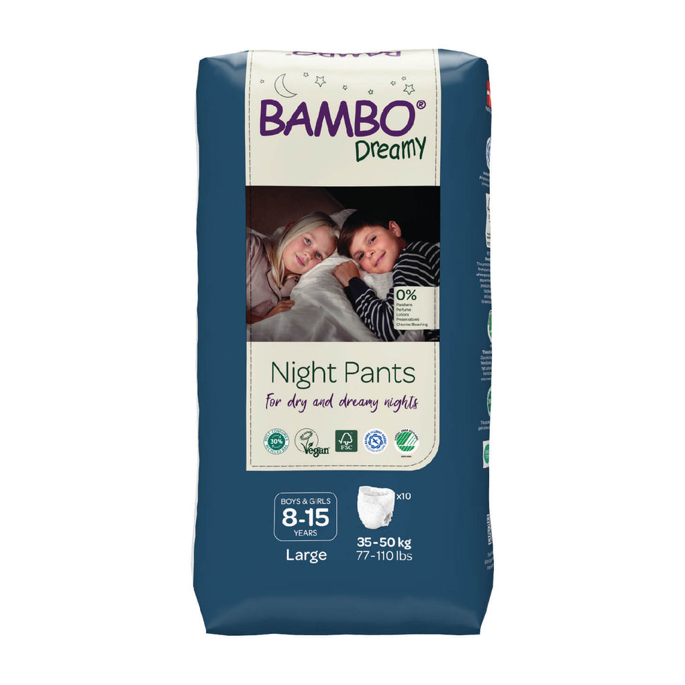 Bambo Nature Dreamy Night Pants Large – 8–15 Years, 35–50 kg, Pack of 10
