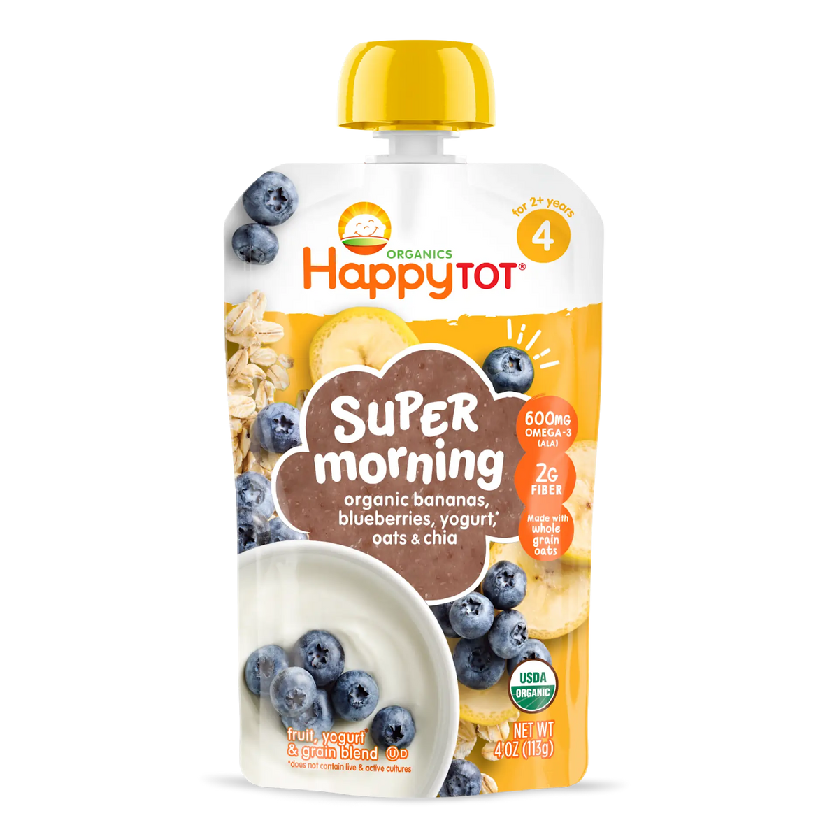 HappyTOT Organics Super Morning Banana,Blueberries,Yogurt oat & Chia