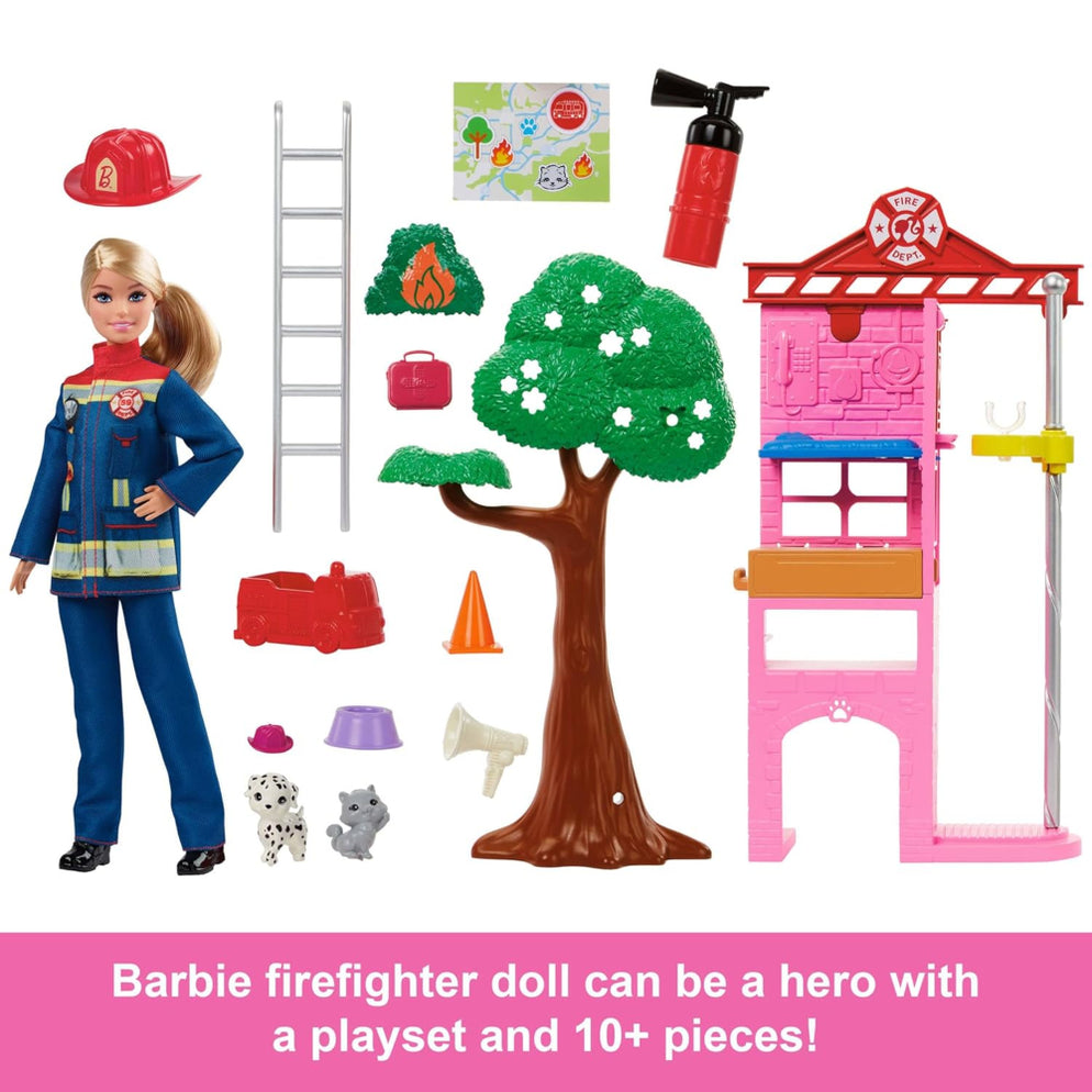 Barbie Careers Firefighter Doll & Fire Station Playset – HRG55