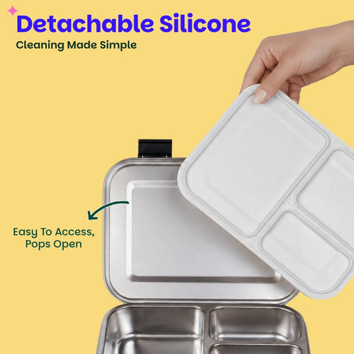Basil Bento Neo 3-Compartment Lunchbox 1000 ml Black