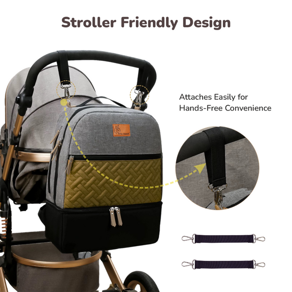 R For Rabbit Caramello Truffle Diaper Bag with Stroller Attachment - Black Mustard