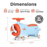 R For Rabbit Iya Iya Aero Swing Car for kids 2 in 1 Ride On - Blue Orange