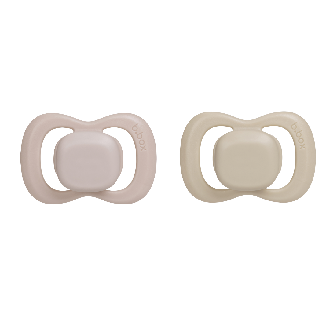 b.box Glow Silicone Pacifiers Pack of 2 (0–6M) – Blush & Latte