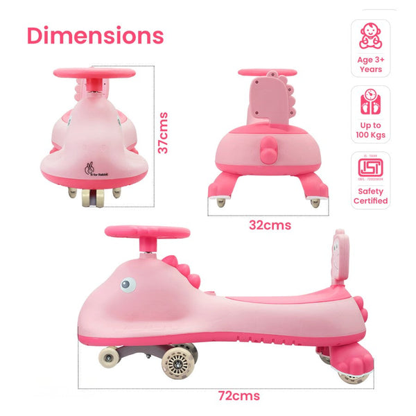 R For Rabbit Iya Iya Dino Swing Car - Blush Pink