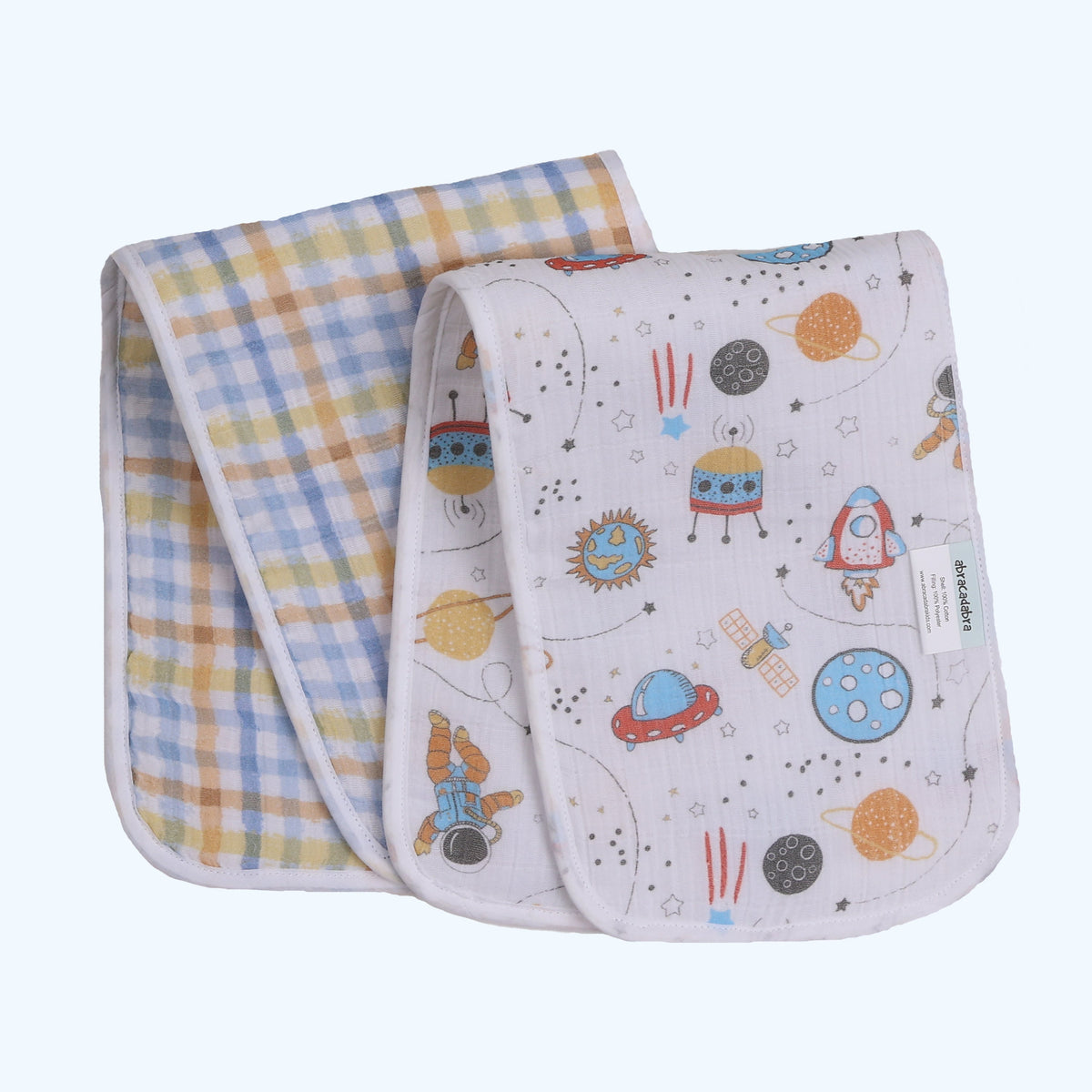 Abracadabra Rocketman 4-Layer Muslin Burp Pads – Pack of 2