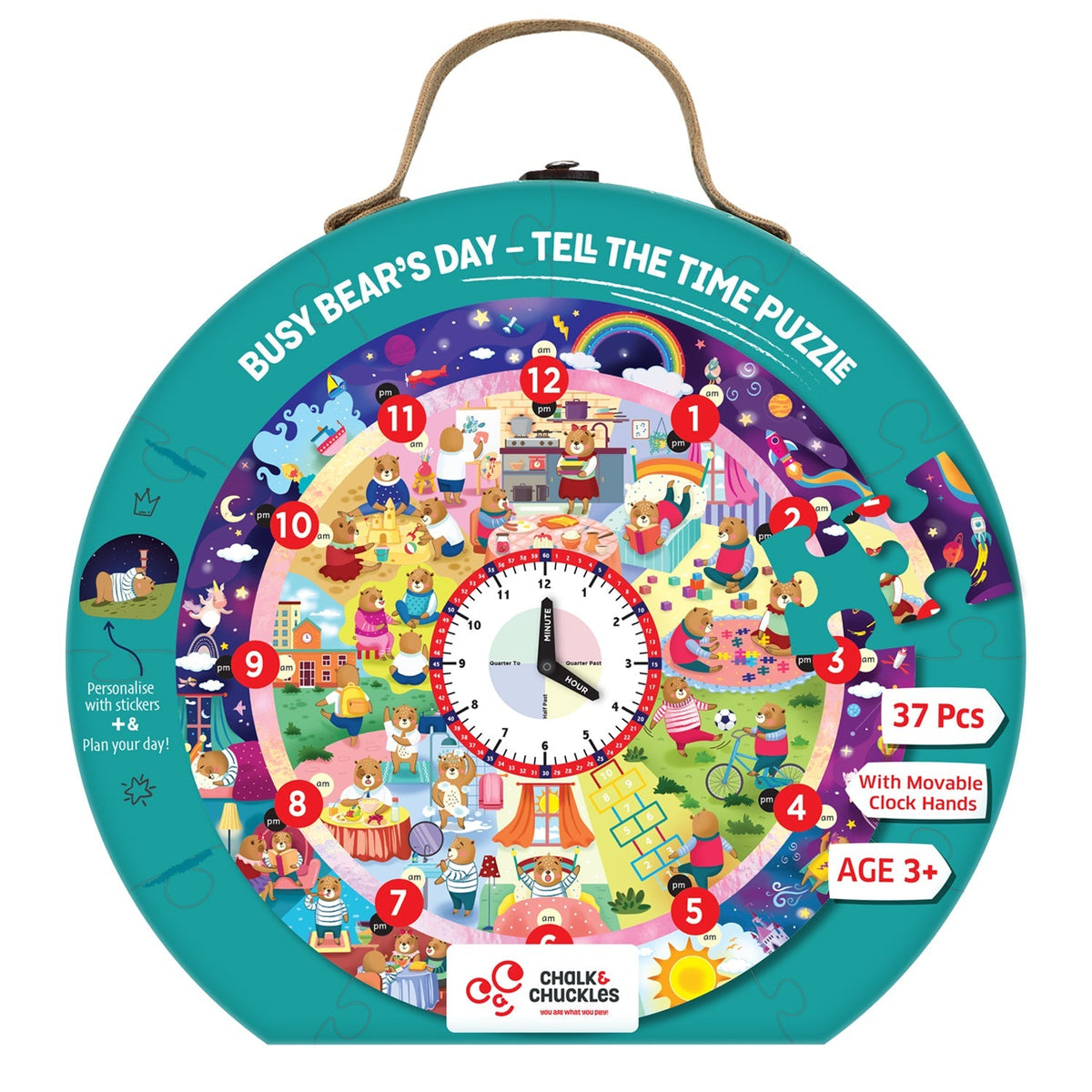 Chalk and Chuckles Busy Bear’s Day Tell the Time Clock Puzzle 45 cm Multicolor
