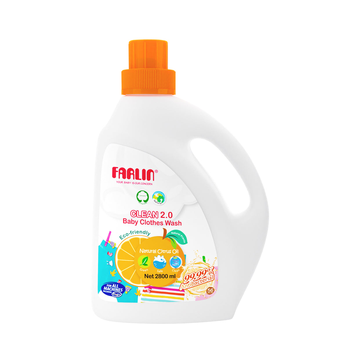 Farlin CLEAN 2.0 Antibacterial Baby Clothes Wash 2800 ml Citrus