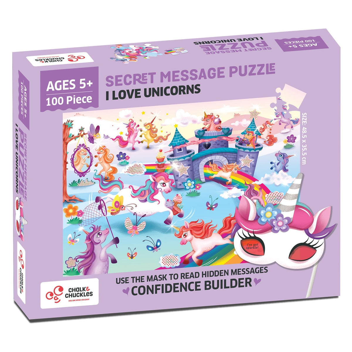 Chalk and Chuckles I Love Unicorns Secret Message Puzzle 48.5 × 35.5 cm Multicolor
