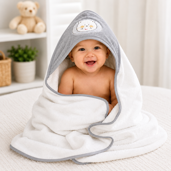 Babiano Soft & Snuggly Baby Hooded Towel - Grey