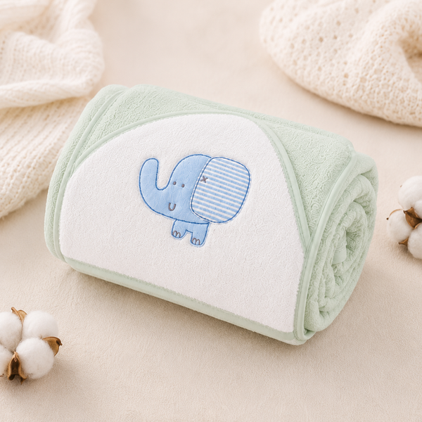 Babiano Soft & Absorbent Elephant Baby Hooded Towel - Sea Green
