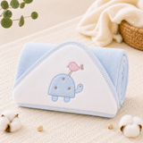 Babiano Turtle &amp; Bird Baby Hooded Towel – Blue, 68 × 68 cm