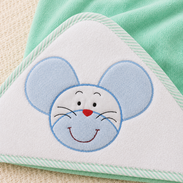 Babiano Cute Mouse Baby Hooded Towel – Mint Green
