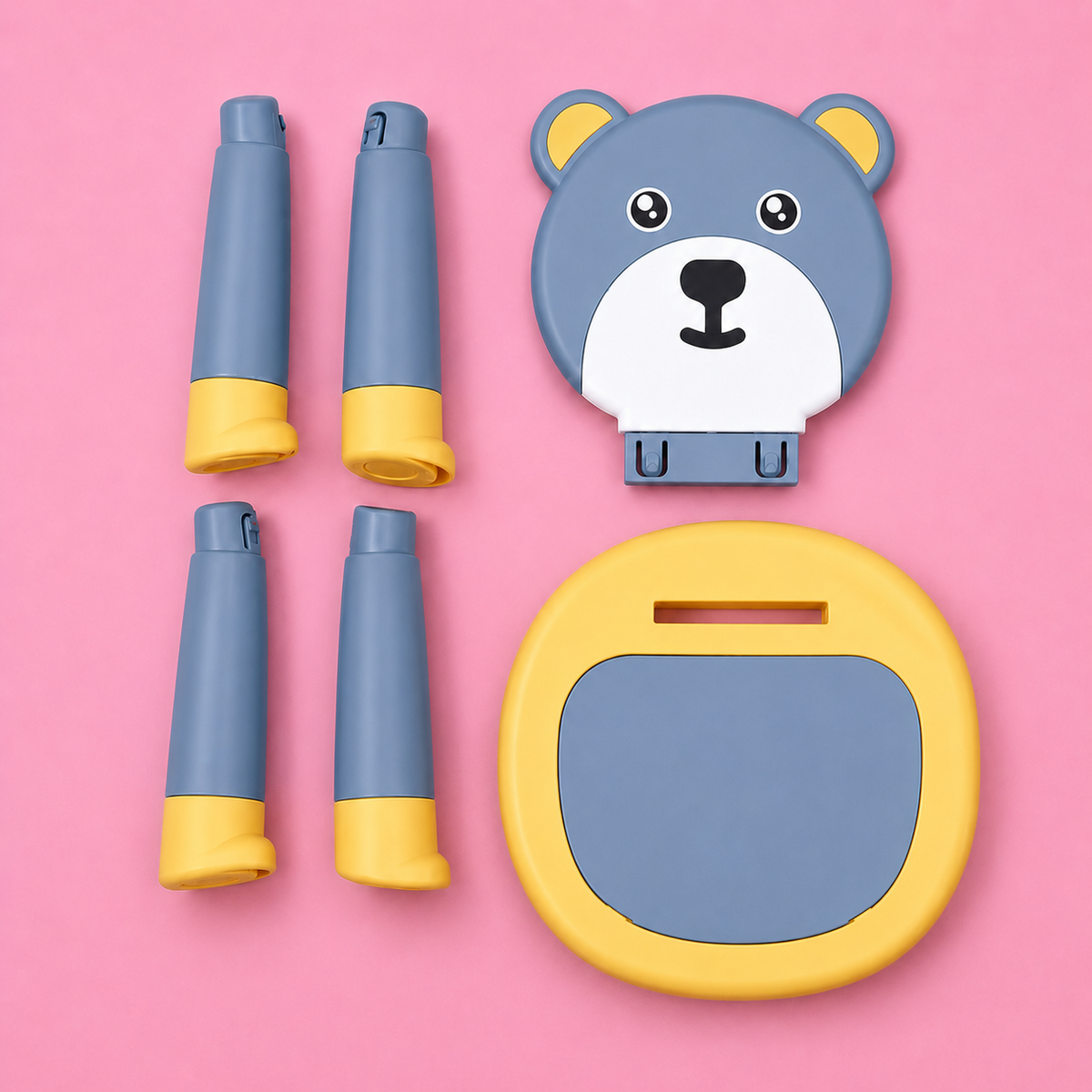 YOMH Cute Bear Kids Chair With Anti-Slip Legs - Yellow & Blue