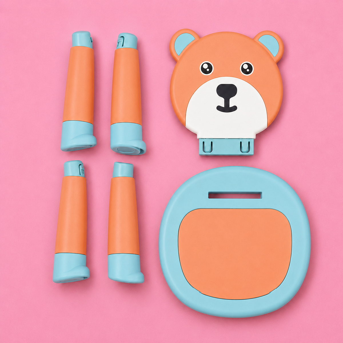 YOMH Cute Bear Kids Chair With Anti-Slip Legs - Orange & Green