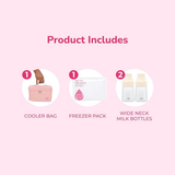Spectra Pink Insulated Cooler Kit with Ice Pack & Wide Neck Bottles