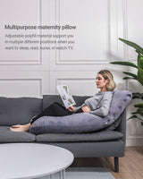 Momcozy G shaped Pregnancy Pillow Grey-Velvet