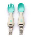 BiBaDo Long Sleeve Coverall Weaning Bib & Attachable Handi Cutlery Bundle 6 Months+ Arctic Adventure White