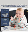 BiBaDo Long Sleeve Coverall Weaning Bib & Attachable Handi Cutlery Bundle 6 Months+ Arctic Adventure White