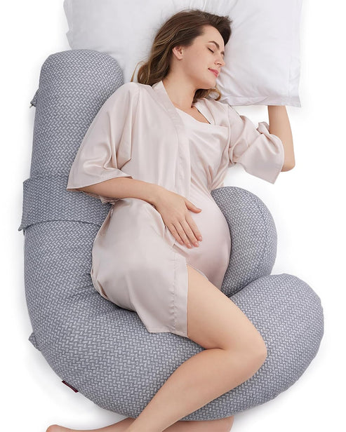 Momcozy F Shaped Air Layer Pregnancy Pillow - Grey