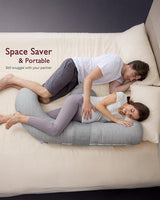 Momcozy F Shaped Pregnancy Pillow Grey - Air Layer