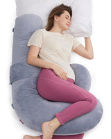 Momcozy F Shaped Pregnancy Pillow Grey - Velvet