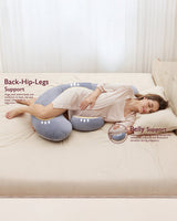 Momcozy F Shaped Pregnancy Pillow Grey - Velvet