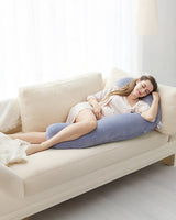 Momcozy F Shaped Pregnancy Pillow Grey - Velvet