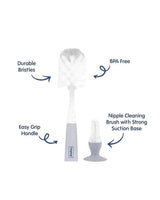 Hopop 2-in-1 Bottle & Nipple Cleaning Brush Set One Size Grey
