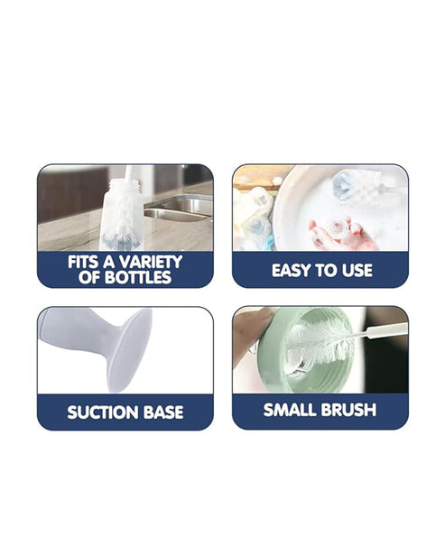 Hopop 2-in-1 Bottle & Nipple Cleaning Brush Set One Size Grey